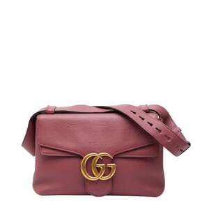 GUCCI Pink Leather GG Marmont Shoulder Bag